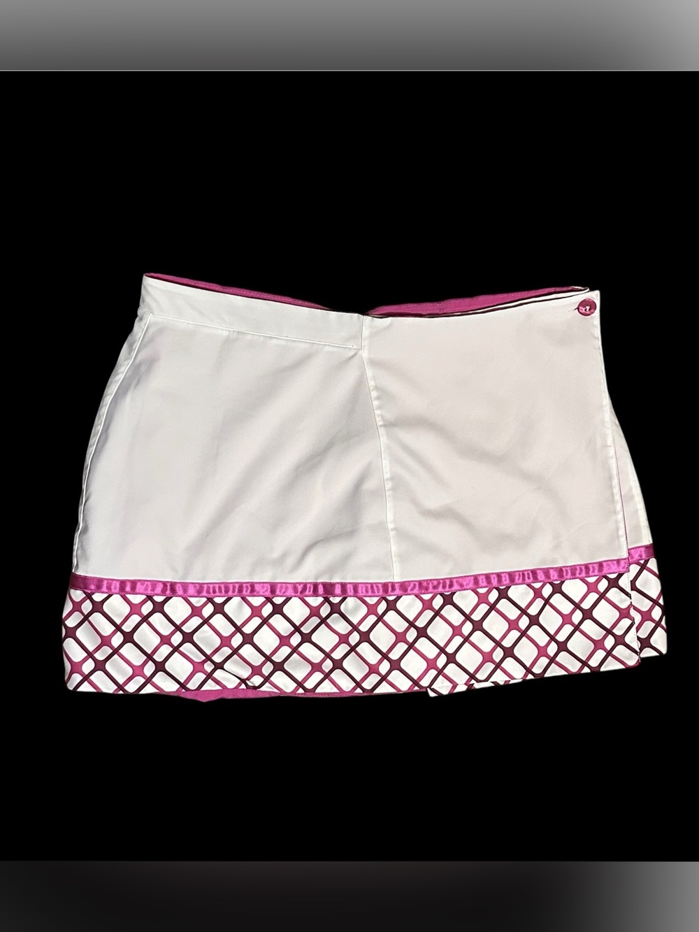Nike White Dri Fit Tennis/Golf Wrap Skirt with Pink Geometric Border
